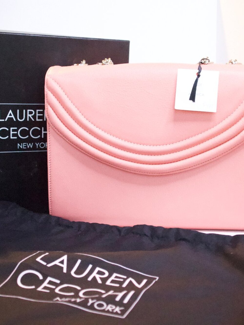 Lauren Cecchi New York Pink handbag NWT duster bag and Original Box!
